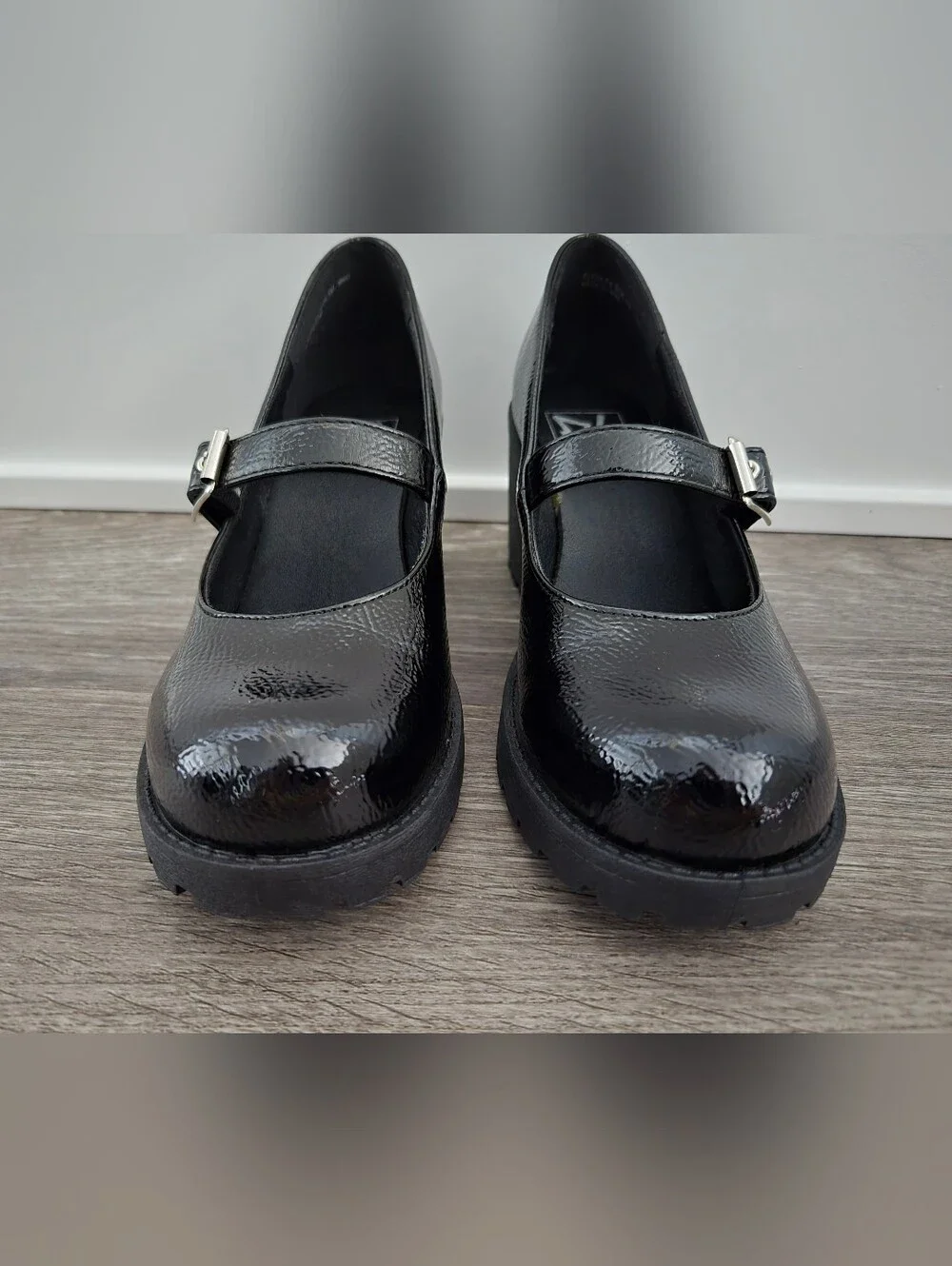 Black Patent Mary Jane Block Heel Pumps